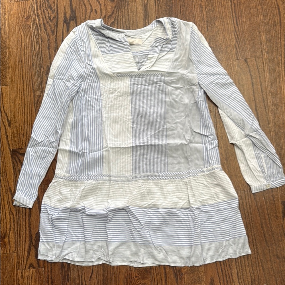 LOFT Striped Blue and White Dress